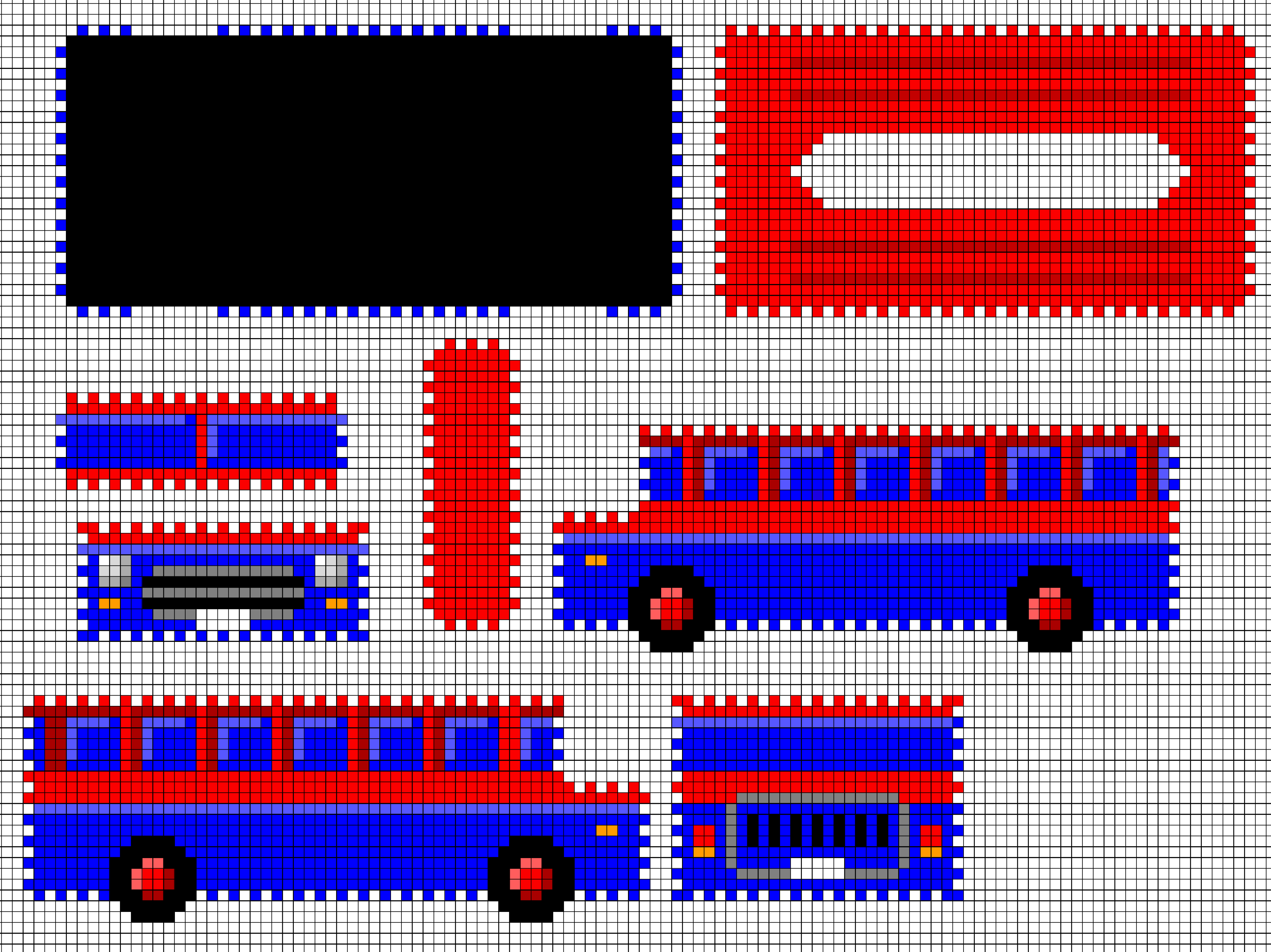 展開図案公開 アイロンビーズでボンネットバスのティッシュケース制作 立体 カワハラ雑記
